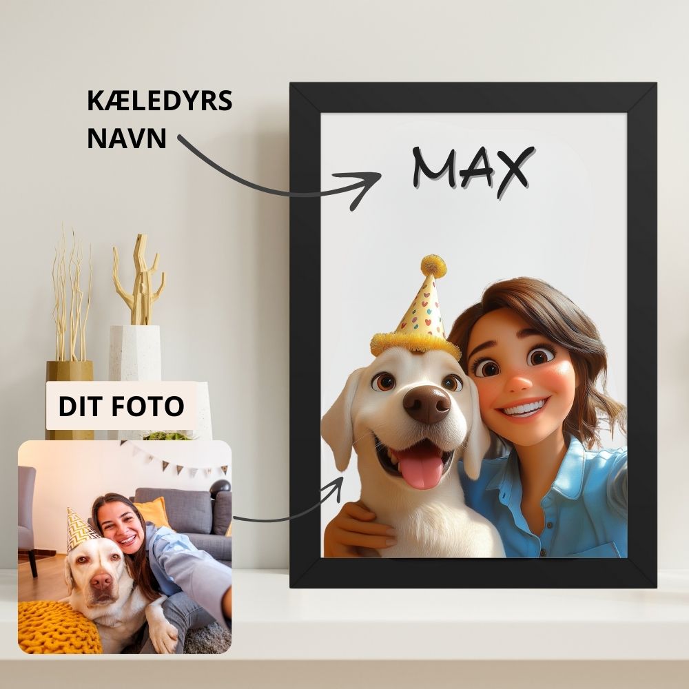 PawPoster – Personligt Kæledyrsportræt i Tegneseriestil