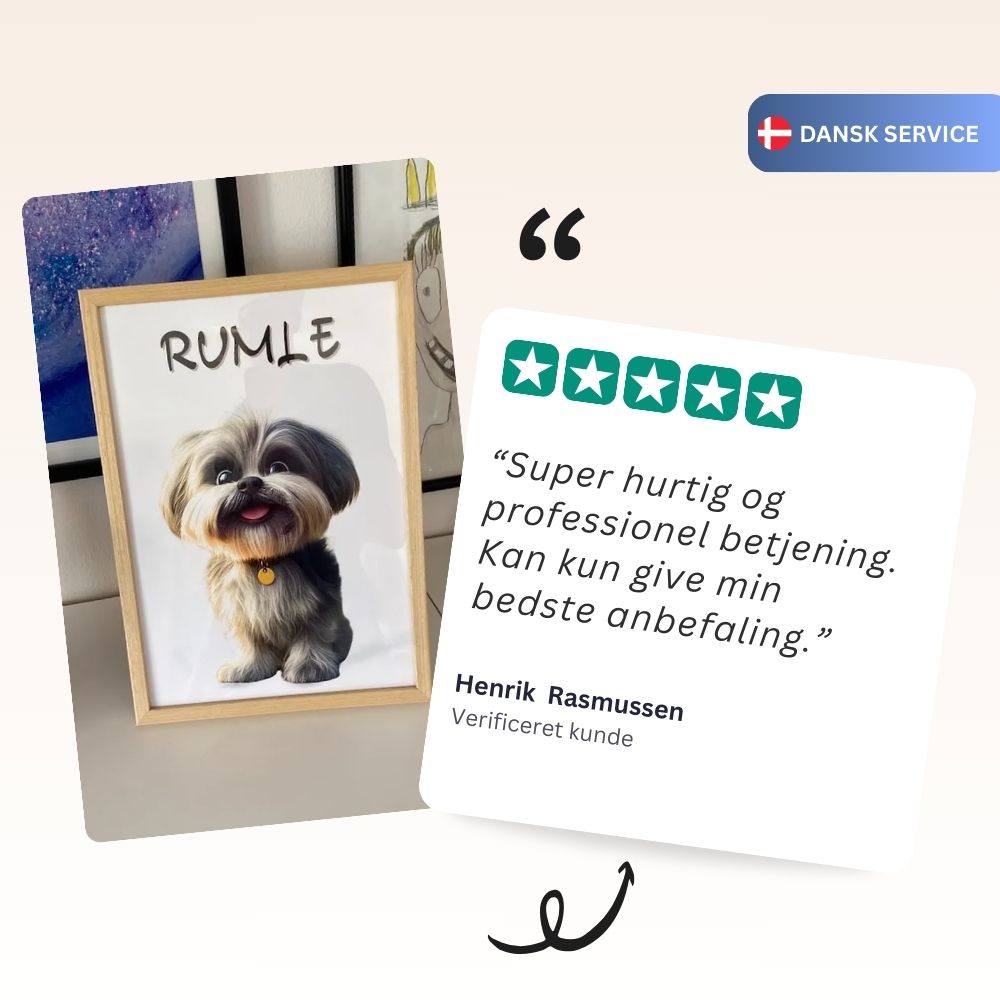 PawPoster – Personligt Kæledyrsportræt i Tegneseriestil